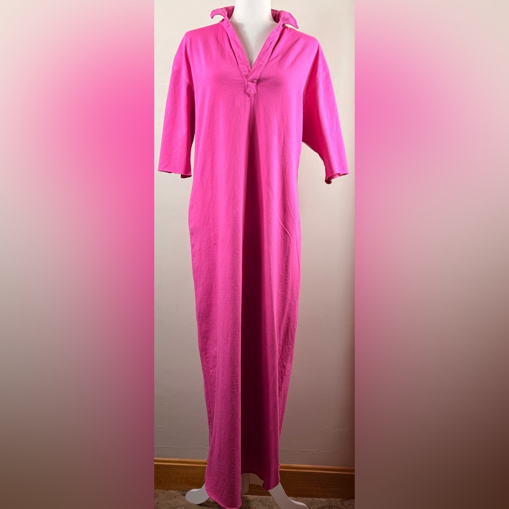 New Frank & Eileen Emma Popover Henley Maxi Dress Pink Size L - Picture 5 of 11
